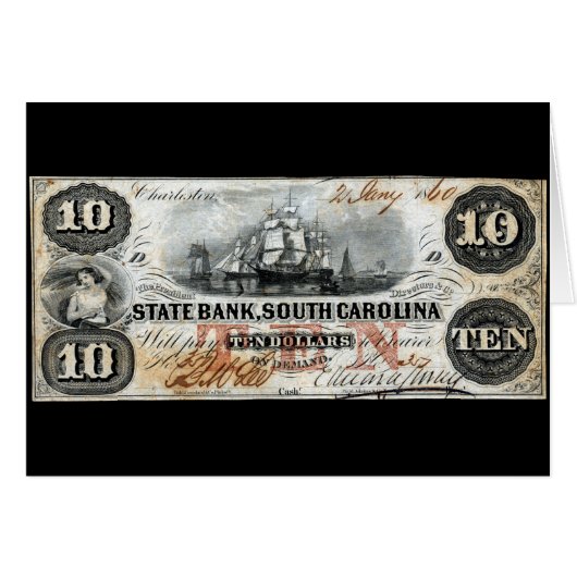 1860 South Carolina Ten Dollar Note (Front Horizontal)