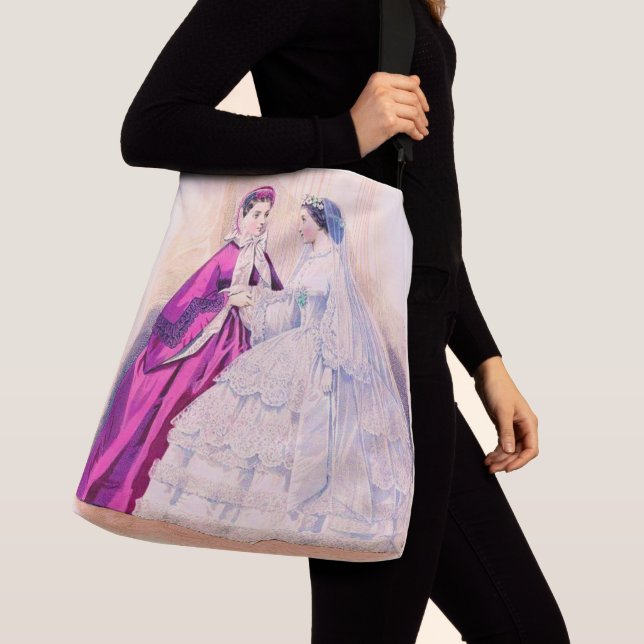 1861 French fashion plate wedding gown Crossbody Bag (Close Up)