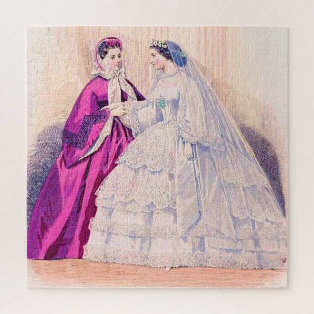 1861 French fashion plate wedding gown Jigsaw Puzzle (Vertical)
