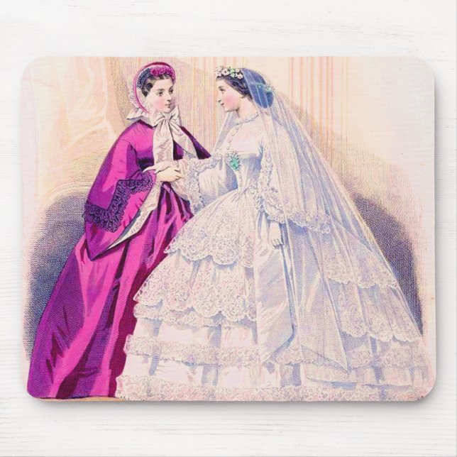 1861 French fashion plate wedding gown Mouse Pad (Front)