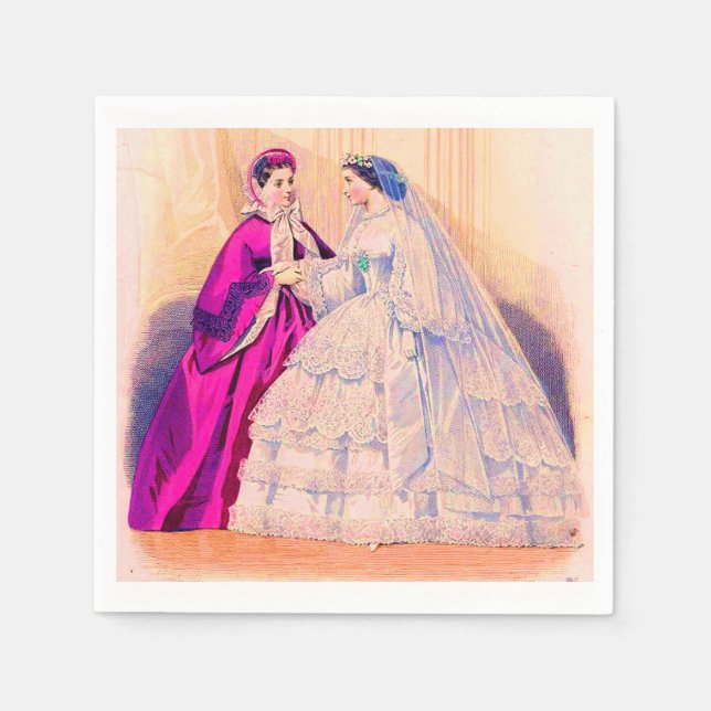 1861 French fashion plate wedding gown Napkins (Front)