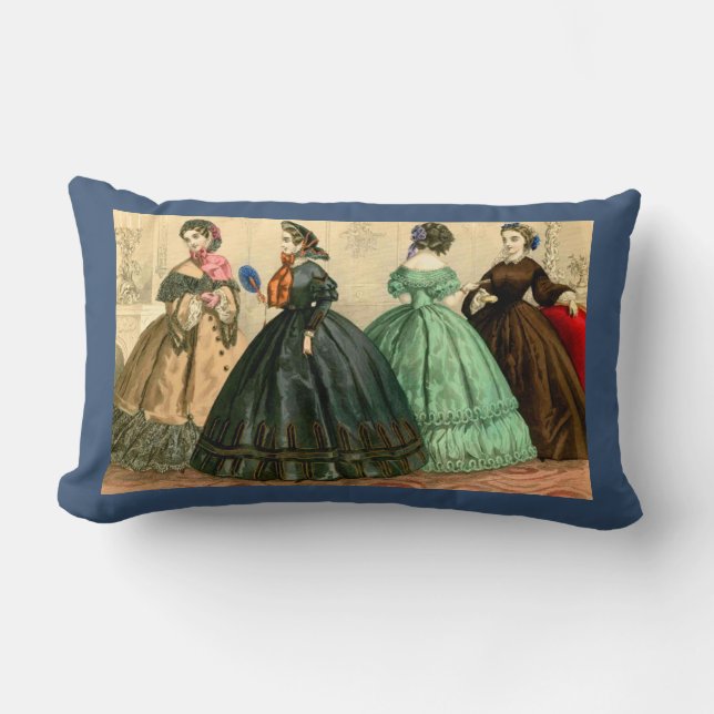 1861 German fashion plate Lumbar Pillow (Front)