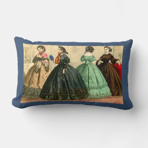 1861 German fashion plate Lumbar Pillow