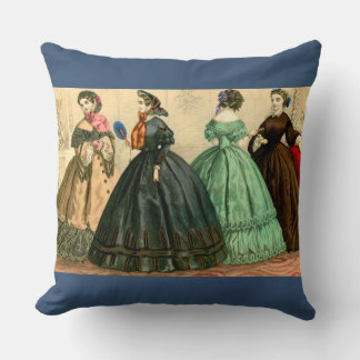 1861 German fashion plate Throw Pillow