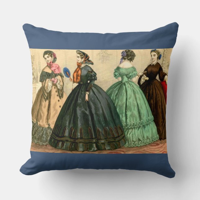 1861 German fashion plate Throw Pillow (Front)