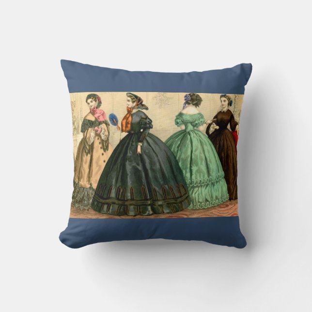 1861 German fashion plate Throw Pillow (Front)