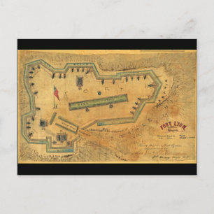 1862 Civil War Map Fort Lyon Alexandria Virginia Postcard