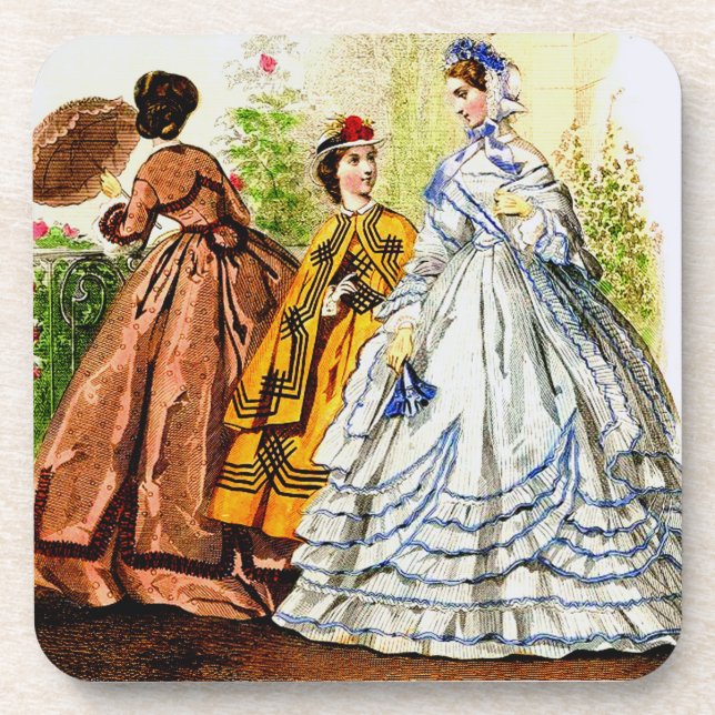 1863 Journal Des Jeunes Personnes fashion plate Beverage Coaster (Front)