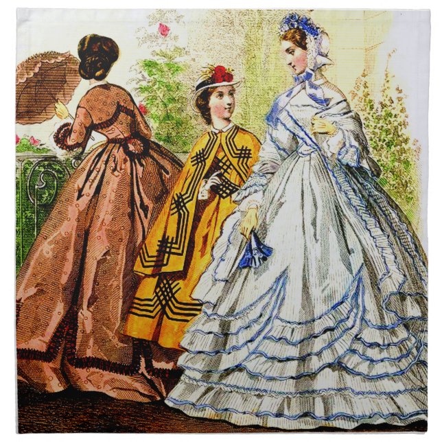 1863 Journal Des Jeunes Personnes fashion plate Cloth Napkin (Front)