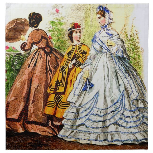 1863 Journal Des Jeunes Personnes fashion plate Cloth Napkin (Front)