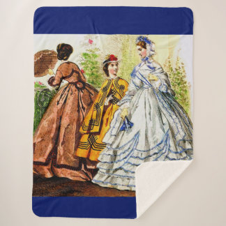 1863 Journal Des Jeunes Personnes fashion plate Sherpa Blanket