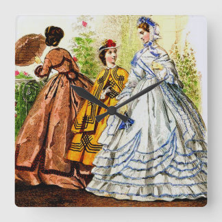 1863 Journal Des Jeunes Personnes fashion plate Square Wall Clock
