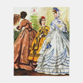 1863 Journal Des Jeunes Personnes fashion print Fleece Blanket