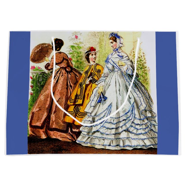 1863 Journal Des Jeunes Personnes fashion print Large Gift Bag (Front)