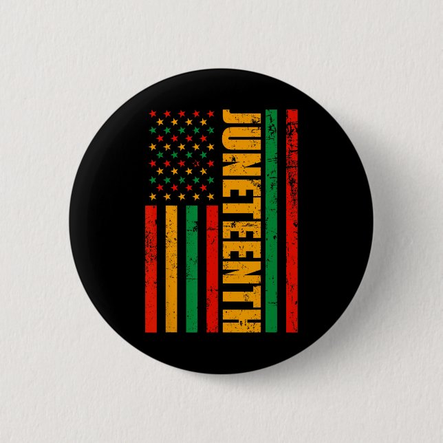 1865 Juneteenth American Flag African Black Histor Button (Front)