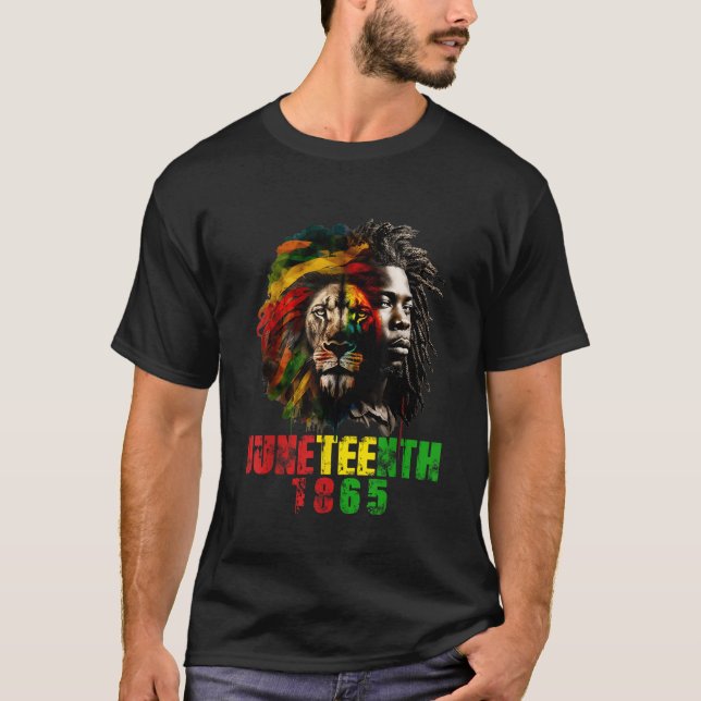 1865 Juneteenth Celebrate Lion African American Fr T-Shirt (Front)