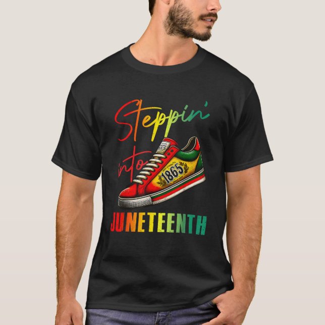 1865 Juneteenth Youth Shoes Steppin Into Like My A T-Shirt (Front)