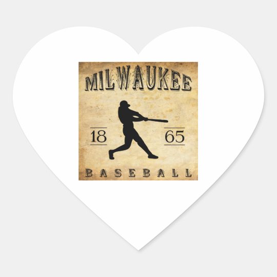 1865 Milwaukee Wisconsin Baseball Heart Sticker