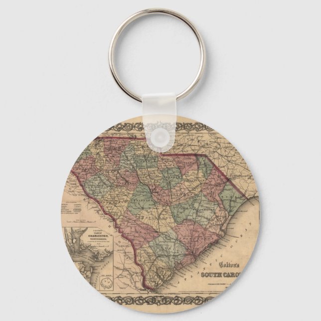 1865 South Carolina Map Keychain (Front)