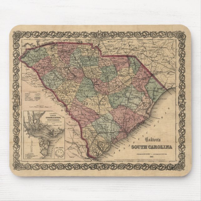1865 South Carolina Map Mouse Pad (Front)