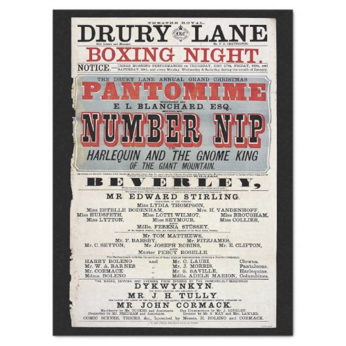 1866 BRITISH BOXING NIGHT POSTER TISSUE PAPER