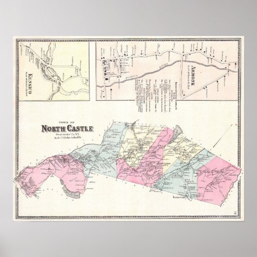 1867 Map Armonk Westchester County New York Poster