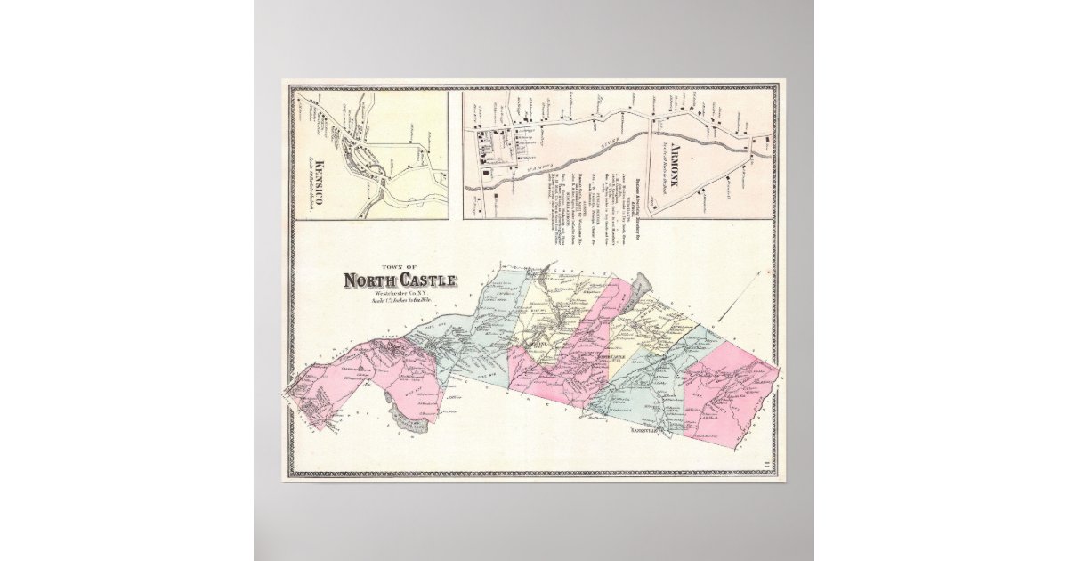 1867 Map. Armonk, Westchester County, New York Poster Zazzle
