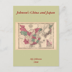 1868 Map - Johnson's China and Japan Postcard