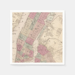 1868 Map of New York and Brooklyn Paper Napkins