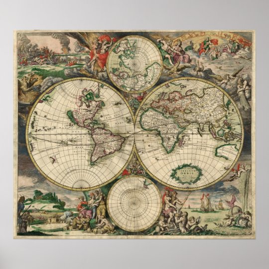 1869 World Map Poster | Zazzle.com