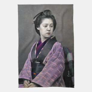 1870 Beautiful Japanese Woman Kitchen Towel