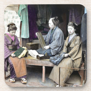 1870 Fabric Dealer of Japan Drink Coaster