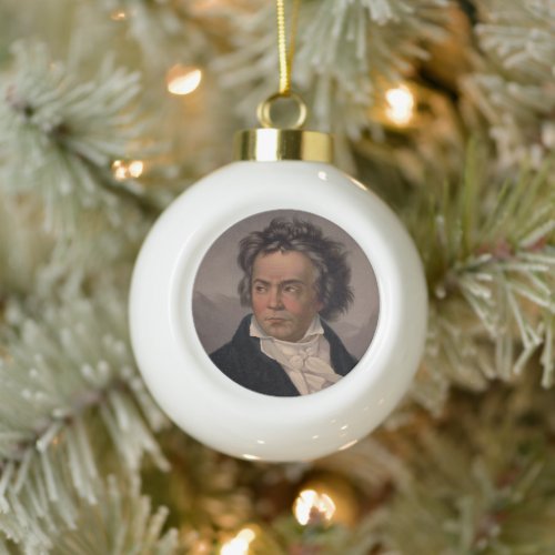 1870 Ludwig Van Beethoven German Composer Pianist Ceramic Ball Christmas Ornament