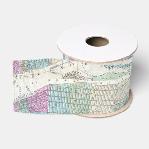 1870 Map New York City Central Park Grosgrain Ribbon