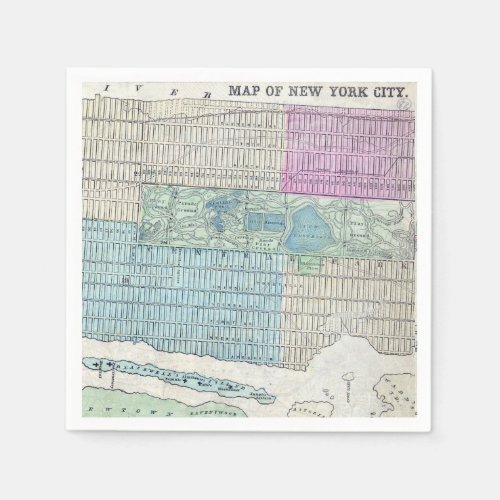 1870 Map New York City Central Park Napkins