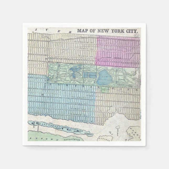 1870 Map New York City Central Park Napkins (Front)