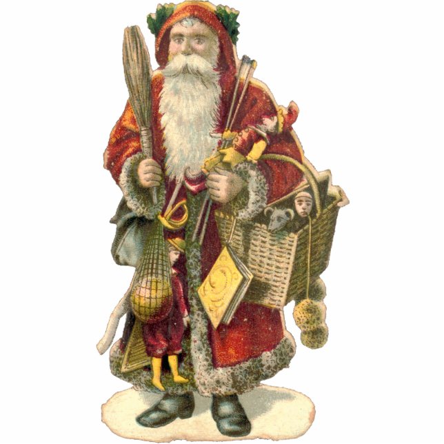 1870 Santa Claus With Basket Of Toys Cutout (Front)
