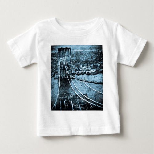 1870s Construction of  Brooklyn Bridge New York Baby T_Shirt