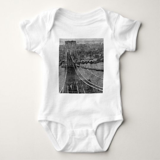1870s New York City Brooklyn Bridge Construction Baby Bodysuit