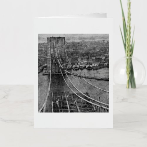 1870s New York City Brooklyn Bridge Construction Foil Greeting Card