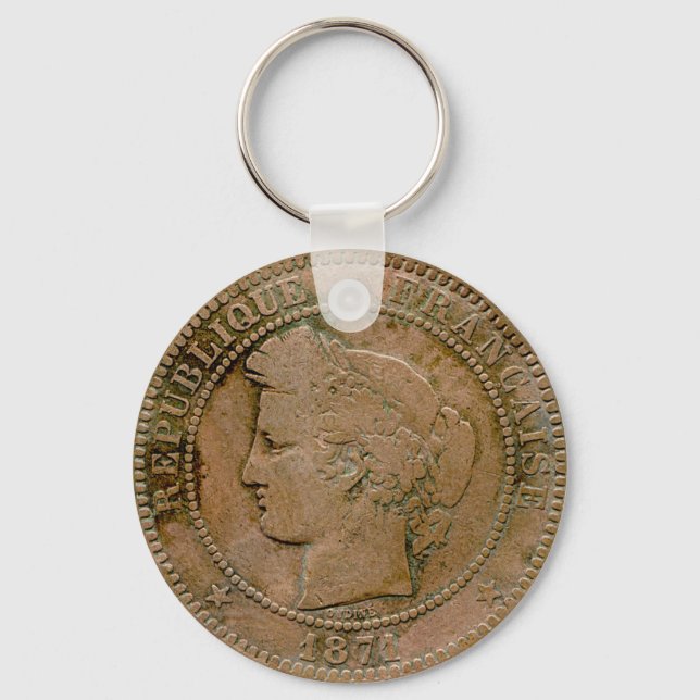1871 French 10 Centime Keychain (Front)