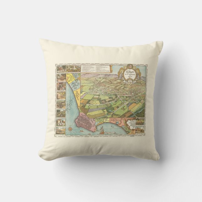 1871 Los Angeles Throw Pillow (Front)