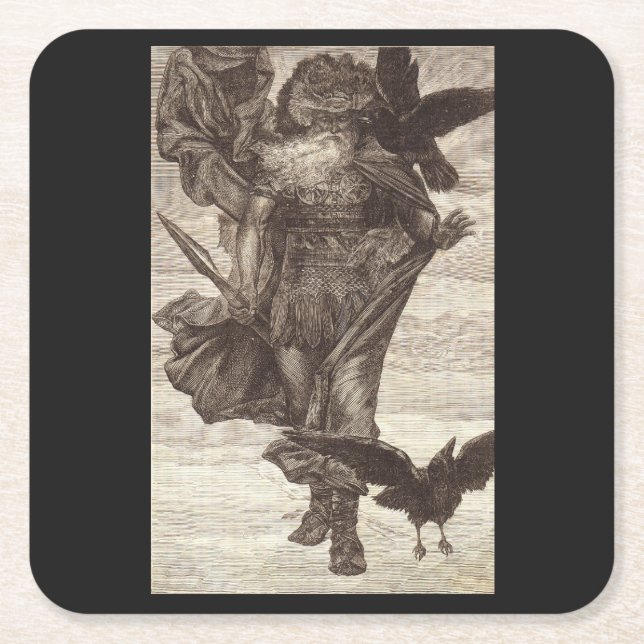 1871 Odin, Norse God of Wisdom Square Paper Coaster (Front)