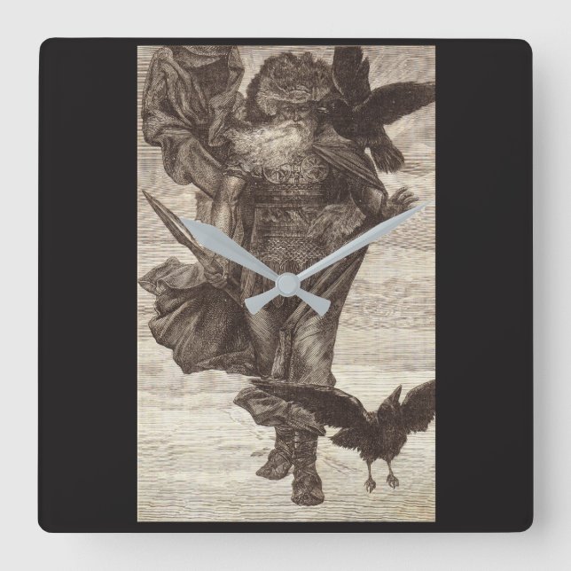 1871 Odin, Norse God of Wisdom Square Wall Clock (Front)