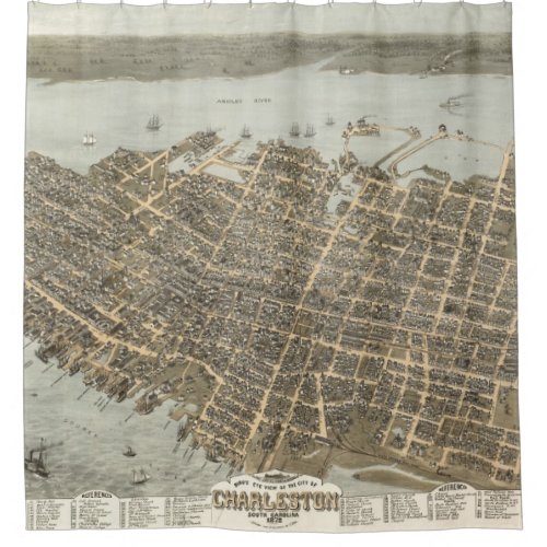 1872 Charleston Map Shower Curtain