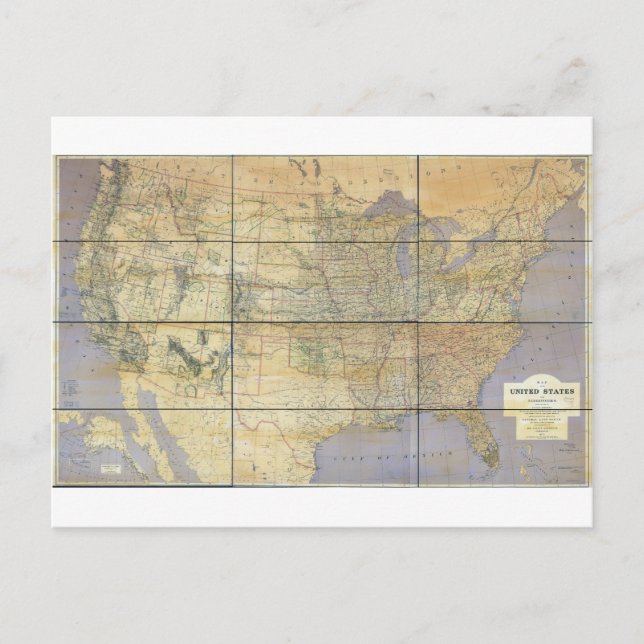 1873 Map of the United States of America Postcard (Front)