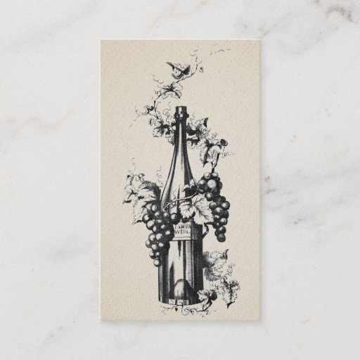 Customizable 1873 Vintage Wine Bottle with Grapes and Leaves Business Cards