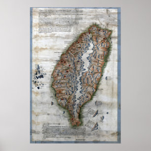 1875 Taiwan Map Print Qing Dynasty Formosa