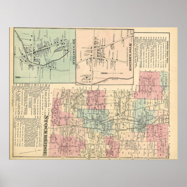 1875 Town of Stockbridge Map Poster (Front)