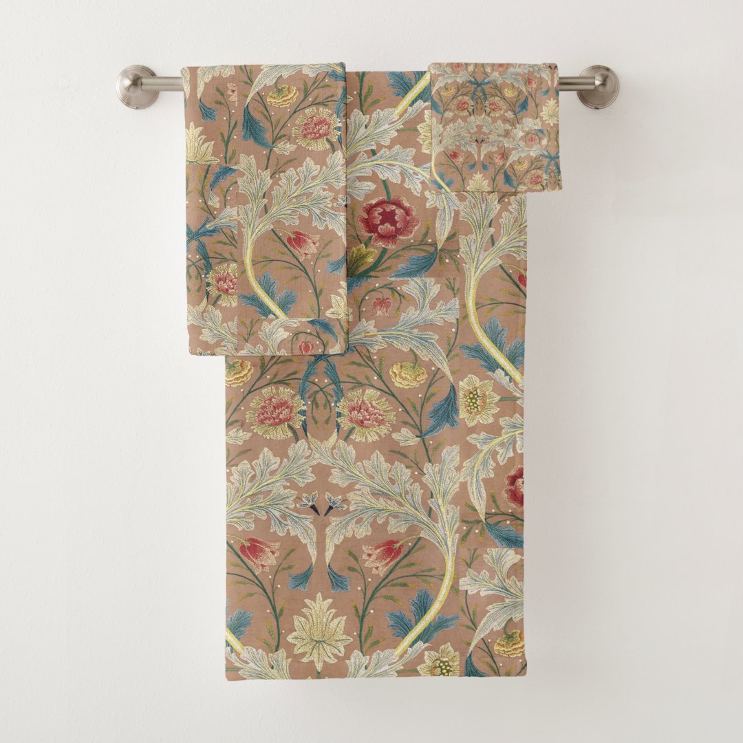 1875 Vintage William Morris Floral Embroidery Bath Towel Set | Zazzle